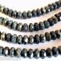 25 5x7mm Czech Gemstone Donuts: Jet - Picasso Full