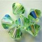 3 8mm Swarovski 5301 Crystal Bicones -- Chrisolite AB