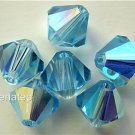 3 8mm Swarovski 5301 Crystal Bicones -- Aquamarine AB