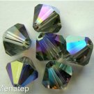 3 8mm Swarovski 5301 Crystal Bicones - Black Daimond AB