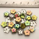 25 8x3mm Flat Flower Beads: Vitrail - Crystal