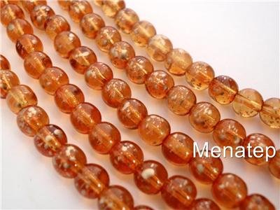 50 6mm Czech Glass Round Beads: Coated - Sunshine Dust
