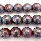 5 10mm Czech Glass Round Beads: Blueberry/Raspberry Swirl - Moon Dust