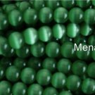 50 6mm Fiber Optic Cats Eye Beads -- Green