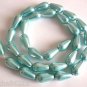 10 15x8mm Czech Glass Pearl Coated Drops: Aqua