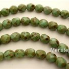 25 6mm Czech Glass Firepolish Beads: Oraque Turquoise - Picasso