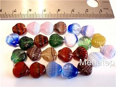 25 9 x 9 mm Czech Glass Shell Beads: Shell Mix