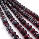 25 4x6 mm Czech Glass Gemstone Donuts: Ruby - Picasso