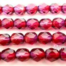25 6mm Czech Glass Firepolish Beads: Coated - Fuschia/Tanzanite