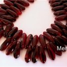 50 3x10mm Czech Glass Daggers: Stripe Red/Black/Brown