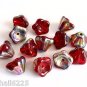 25 8mm Czech Bell Flowers: Vitrail - Siam Ruby