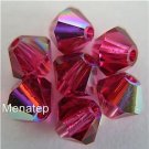 8 4mm Swarovski 5301 Crystal Bicones -- Fuchsia AB