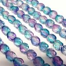 25 6mm Czech Glass Firepolish Beads: Dual Coated - Pink/Blue