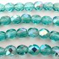 25 6mm Czech Glass Firepolish Beads: Light Teal AB