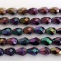 25 7x5 mm Czech Glass Firepolish Teardrops: Iris - Purple