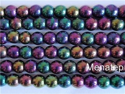 25 8mm Czech Glass Round Beads: Iris - Purple