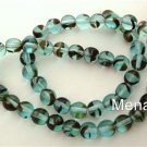 50 6mm Czech Glass Round Beads: Teal Tortoise