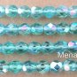 50 4mm Czech Glass Firepolish Beads -- Light Teal AB