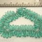 50 3 x 10mm Czech Glass Daggers: Luster - Teal/White