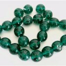 10 10mm Czech Glass Round Crackle Beads: Emerald