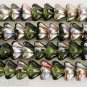 25 8mm Czech Bell Flowers: Vitral - Olivine