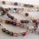 25 6mm Czech Glass Firepolish Beads: Luster Mix