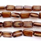 10 12 x 8mm Polished Rectangles: Smoky Topaz / White - Bronze