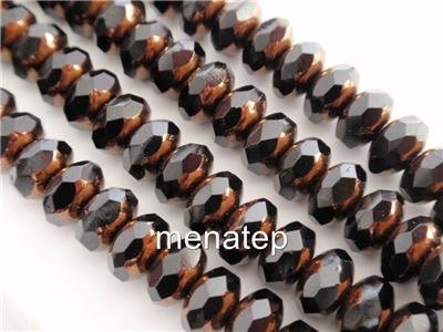 25 5/7mm Czech Gemstone Donuts: Bronze - Jet