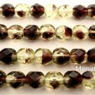 25 6mm Czech Glass Firepolish Beads: Olivine/Amethyst