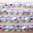 25 6mm Czech Glass Firepolish Beads: Light Sapphire AB