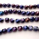 25 6mm Czech Glass Firepolish Beads: Iris - Blue