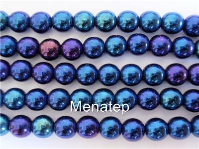 50 6mm Czech Round Beads: Iris - Blue
