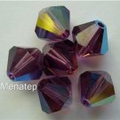 3 8mm Swarovski 5301 Crystal Bicones -- Amethyst AB