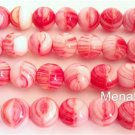 10 10mm Czech Glass Round Beads: Hurricane Glass-Red Snow Berries