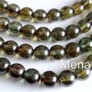 25 8mm Czech Glass Round Beads: Luster - Transparent Green