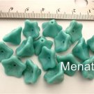12 8x13mm Trumpet Flower Czech Glass Beads: Oraque Turquoise