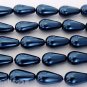 10 15x8mm Czech Glass Pearl Coated Drops: Royal Blue