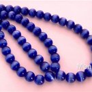 50 6mm Fiber Optic Cats Eye Beads: Blue