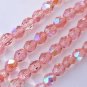 25 6mm Czech Firepolish Beads -- Rosaline AB