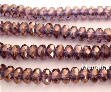 25 5x7 mm Czech Glass Gemstone Donut Beads: Bronze Illusion