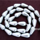 10 15x8mm Czech Glass Pearl Coated Drops: Baby Blue