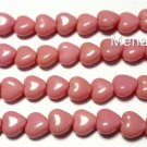 50 6x6mm Czech Glass Heart Beads: Oraque Pink