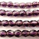 50 4mm Czech Glass Firepolish Beads: Silver Lined - Tanzanite