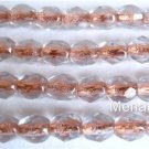 50 4mm Czech Glass Firepolish Beads: Copper Lined - Light Sapphire