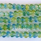 50 6mm Czech Baby Bell Flowers: Coated - Yellow/Blue