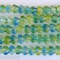 50 6mm Czech Baby Bell Flowers: Coated - Yellow/Blue