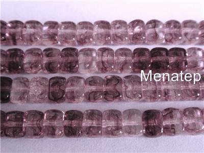 50 4/5mm Czech Glass Rectangles:Luster-Amethyst/Crystal