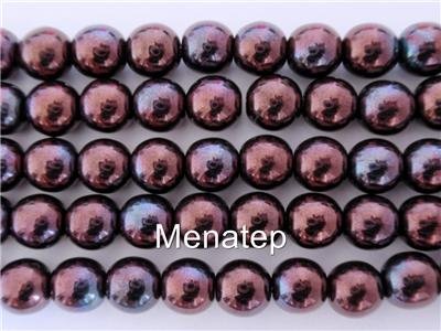 50 6mm Czech Round Beads: Luster - Metallic Amethyst