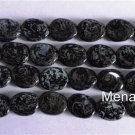 25 12x9 mm Czech Glass Twisted Flat Ovals:Jet - Picasso