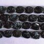 25 12x9 mm Czech Glass Twisted Flat Ovals:Jet - Picasso